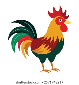 Colorful Rooster Artwork on White Background