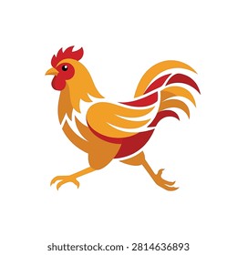 Colorful rooster in dynamic running pose