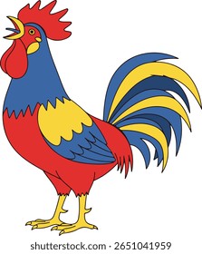 Ilustração de galo colorido Um vetor de projeto de pássaro de fazenda vibrante
