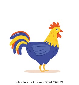 Colorful rooster, poultry farming vector Illustration on a white background