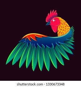 Colorful Rooster Vector Illustration