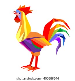 Colorful rooster. Vector illustration 