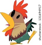 Colorful Rooster Vector  Illustration Isolated on White Background