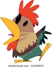 Colorful Rooster Vector  Illustration Isolated on White Background