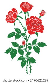 Colorful Rose Flower Silhouette Illustration. Perfect for Posters, Cards and Pattern Designs