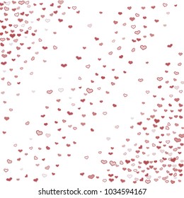 Colorful rose hearts frame confetti on white background.  Vector illustration for print, textile, paper.