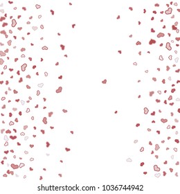 Colorful rose hearts frame confetti on white background. Vector illustration for print, textile, paper.
