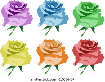 colorful rose, rose (vector eps 10)