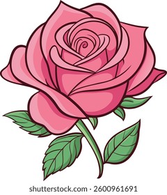 A colorful rose vector with Leaf