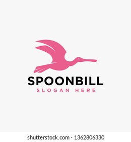 Colorful Roseate Spoonbill bird logo template - vector