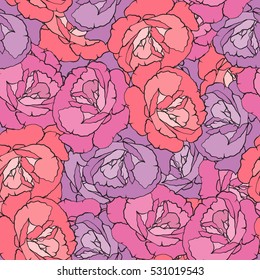 Colorful roses seamless pattern
