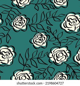 Colorful roses in trendy style. Abstract floral background. Modern design template for decoration design. Beautiful floral background.
