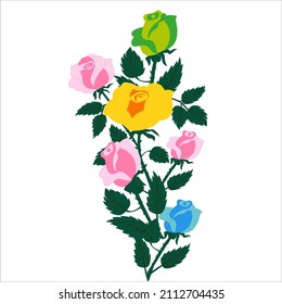 colorful roses vector graphics illustration