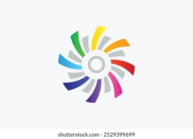 Logotipo de vetor plano de forma abstrata girada colorida