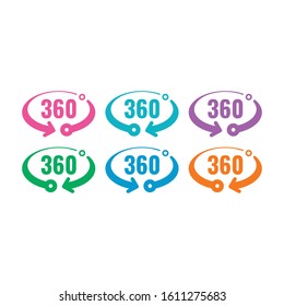 colorful rotation 360 degree logo. perspective arrow sign and 360 degree