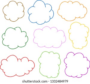 Colorful Rough sketch of a cute cloud type frame set