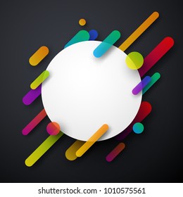Colorful round abstract background on grey. Vector paper illustration.