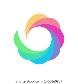Colorful round abstract flower logo icon cartoon vector illustration