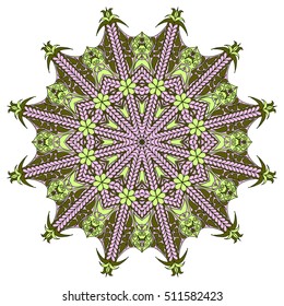 Colorful round abstract pattern. Floral ethnic mandala.