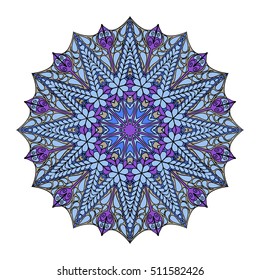 Colorful round abstract pattern. Floral ethnic mandala.