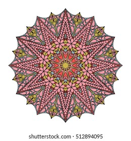 Colorful round abstract pattern. Floral ethnic mandala  for textile, sportswear, umbrellas