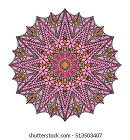 Colorful round abstract pattern. Floral ethnic mandala  for textile, sportswear, umbrellas