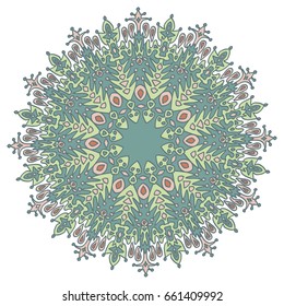Colorful round abstract pattern. Floral ethnic mandala  for textile, sportswear, umbrellas