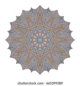 Colorful round abstract pattern. Floral ethnic mandala  for textile, sportswear, umbrellasColorful round abstract pattern. Floral ethnic mandala  for textile, sportswear, umbrellas