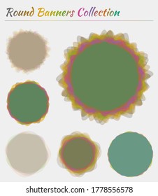 Colorful round abstract shapes. Circular backgrounds in colorful colors. Radiant vector illustration.