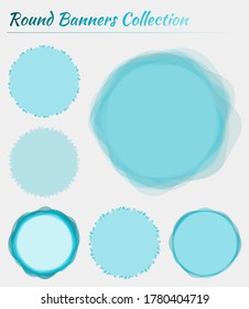 Colorful round abstract shapes. Circular backgrounds in cyan colors. Beautiful vector illustration.