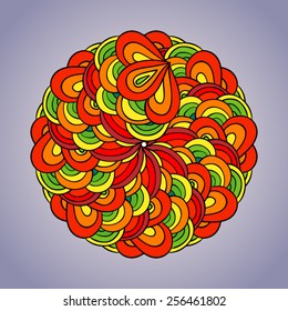 Colorful round asymmetrical pattern.