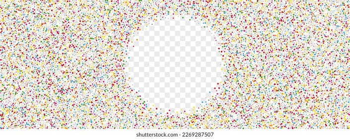 Colorful Round Background Transparent Vector. Geometric Fun Frame. Rainbow Prize. Multicolored Circle Congratulation. Confetti Happiness Card.