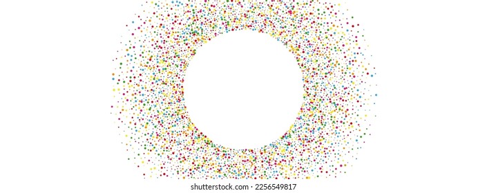 Colorful Round Background White Vector. Element Shrovetide Template. Rainbow Paper. Bright Circle Group. Confetti Graphic Illustration.
