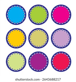 a colorful round badge template