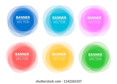 Colorful round banners. Overlay colors shape art design. Abstract concept graphic tag element for advertisements or printing. Creative vector illustration