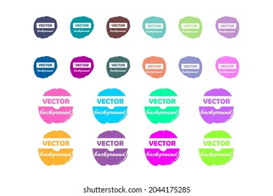 Colorful round brushstroke paint stains isolated on white background for graphic design label, banner, sticker. Abstract vector illustration set. Pastel neon pink, geen, yellow, blue, purple colors