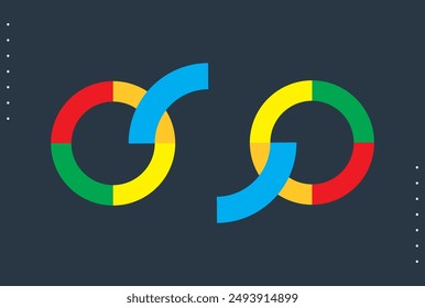 Colorful round business logo. Circle on a dark background.design. Stock vector illustration.