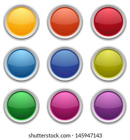 Round buttons in different colors Royalty Free Vector Image