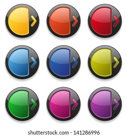 Colorful round buttons with arrow