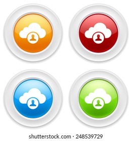Colorful round buttons with cloud-user icon on white background