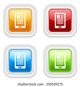 Colorful round buttons with e-reader icon on white background