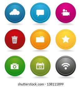 Colorful round buttons with icons