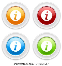 Colorful round buttons with info icon on white background