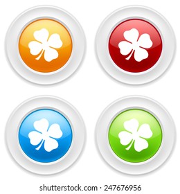 Colorful round buttons with leaf icon on white background