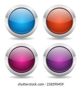 Colorful round buttons with metallic border