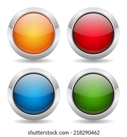 Colorful round buttons with metallic border