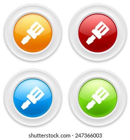 Colorful round buttons with tool icon on white background