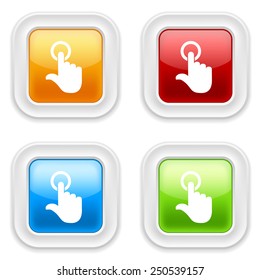 Colorful round buttons with touch icon on white background