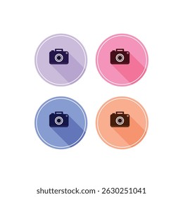 Colorful Round Camera Icon Set Collection