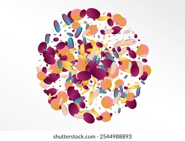 Colorful Round Carnaval Grey Background. Unicorn Abstract Dot Pattern. Festival Design. Rainbow Transparent Backdrop.